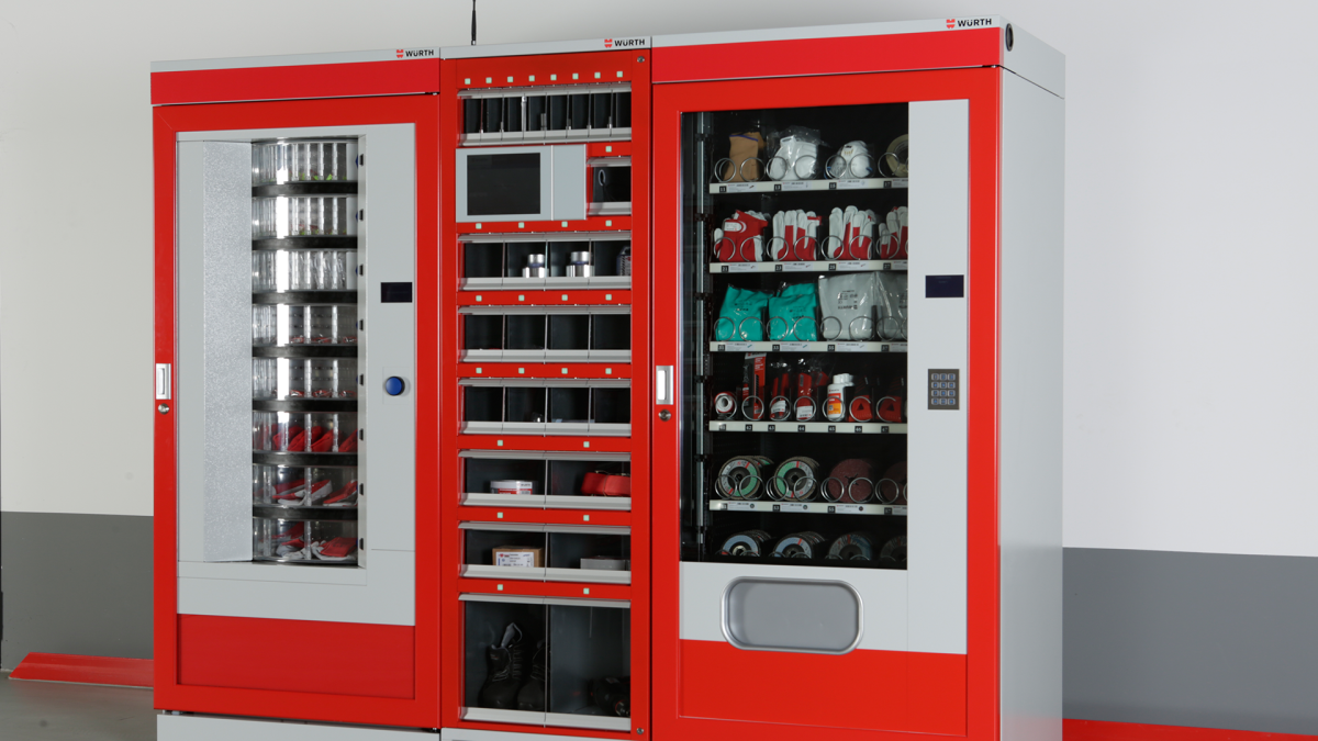 Automated materials management with vending machines