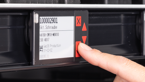 iDISPLAYrack - Digital rack label on Kanban rack