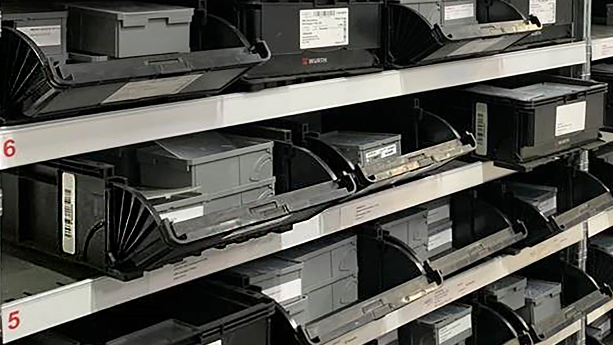 Small-sized bin handling via RFID Kanban for optimised storage space